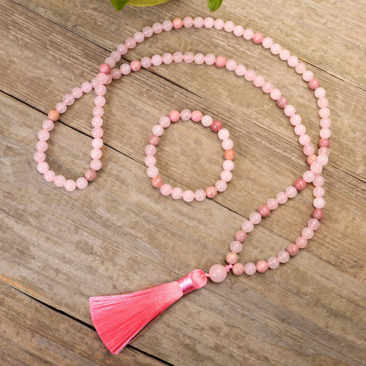 Pink Crystal 108-Bead Mala Bracelet — product view 2