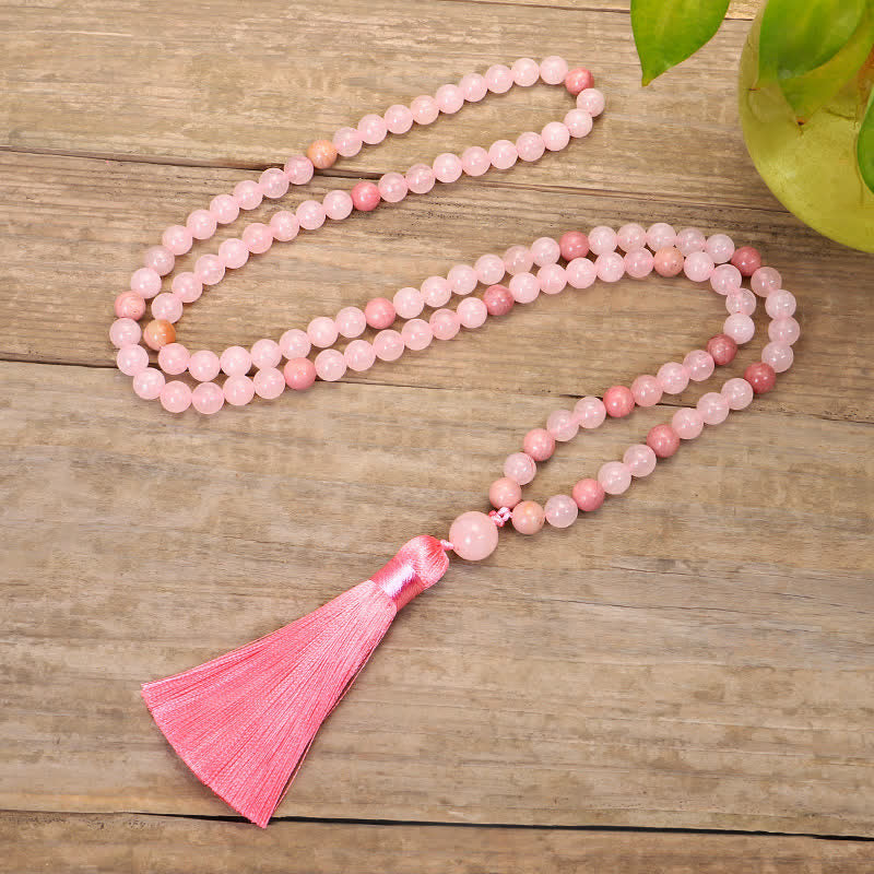 Pink Crystal 108-Bead Mala Bracelet — product view 8
