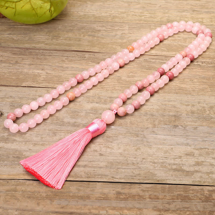 Pink Crystal 108-Bead Mala Bracelet — product view 9