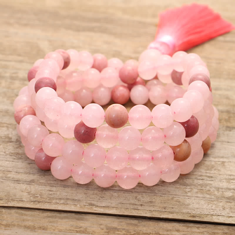 Pink Crystal 108-Bead Mala Bracelet — product view 10