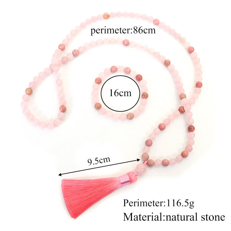 Pink Crystal 108-Bead Mala Bracelet — product view 11