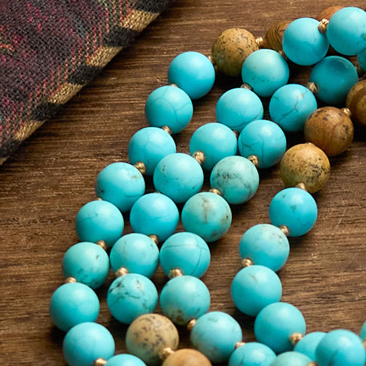 Turquoise Picture Jasper Bead 108-Bead Mala Bracelet — product view 6
