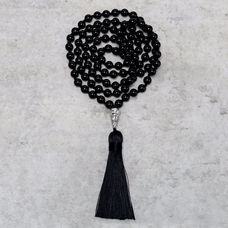 Black Onyx Beads Beads 108-Bead Mala Necklace — main product view
