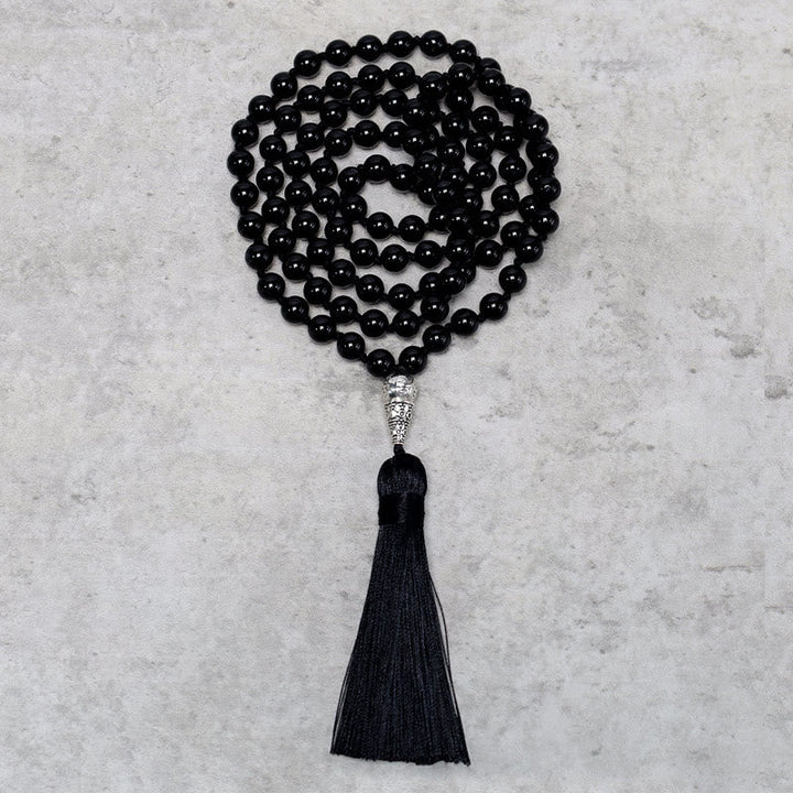 Black Onyx Beads Beads 108-Bead Mala Necklace — main product view