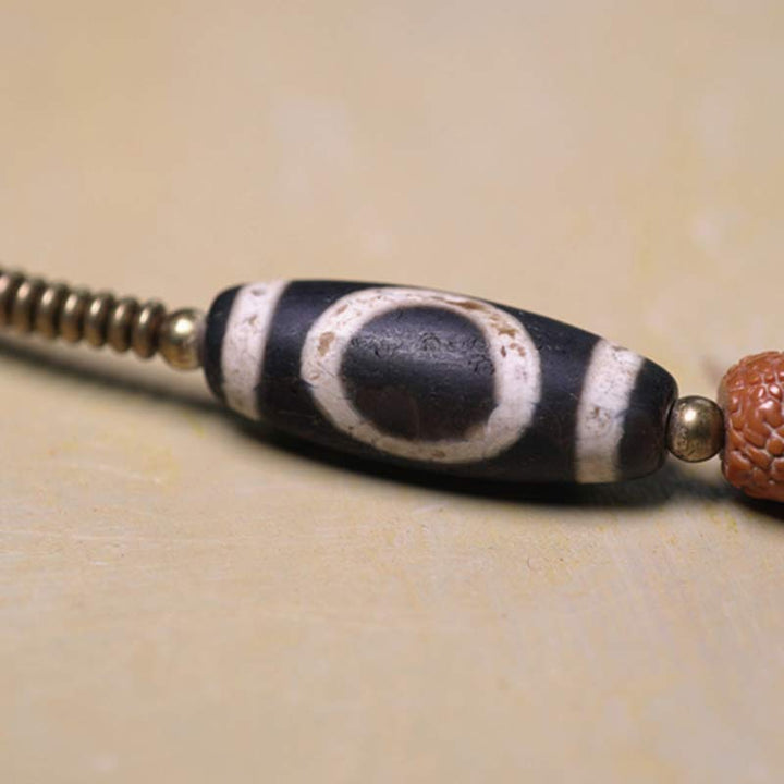 Rudraksha Beads Bodhi Seed Dzi Bead 108-Bead Mala Bracelet — product view 4
