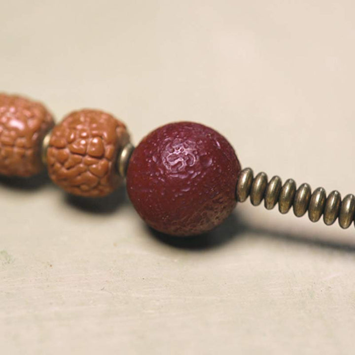Rudraksha Beads Bodhi Seed Dzi Bead 108-Bead Mala Bracelet — product view 5