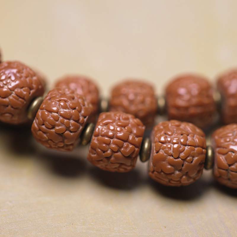 Rudraksha Beads Bodhi Seed Dzi Bead 108-Bead Mala Bracelet — product view 6