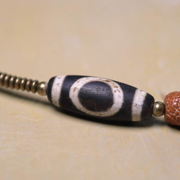 Rudraksha Beads Bodhi Seed Dzi Bead 108-Bead Mala Bracelet — product view 7
