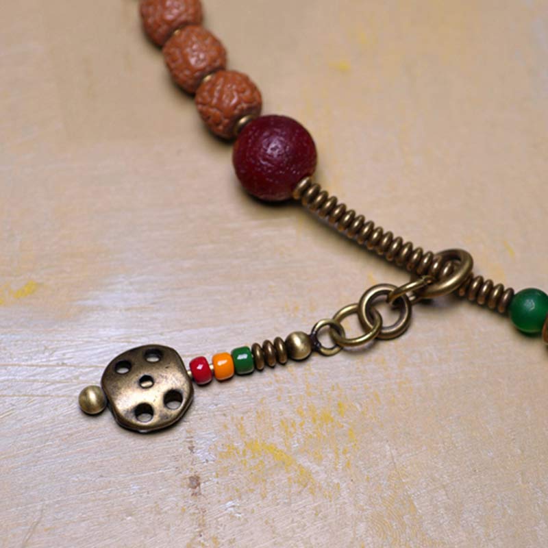 Rudraksha Beads Bodhi Seed Dzi Bead 108-Bead Mala Bracelet — product view 10