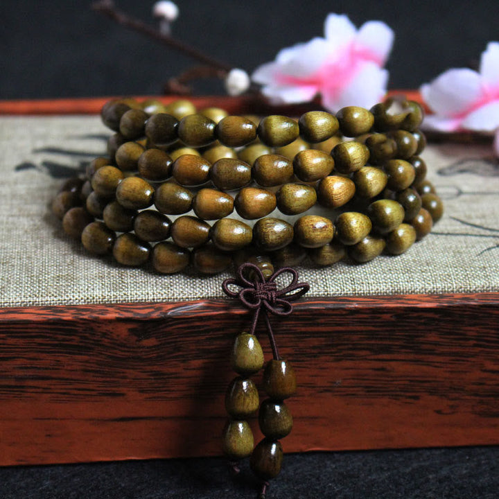 Teardrop Beads Phoebe Zhennan Wood 108-Bead Mala Bracelet — main product view