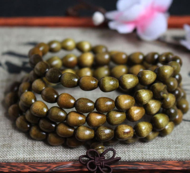 Teardrop Beads Phoebe Zhennan Wood 108-Bead Mala Bracelet — product view 2