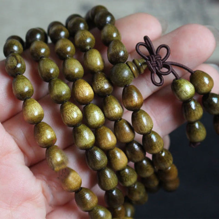 Teardrop Beads Phoebe Zhennan Wood 108-Bead Mala Bracelet — product view 3