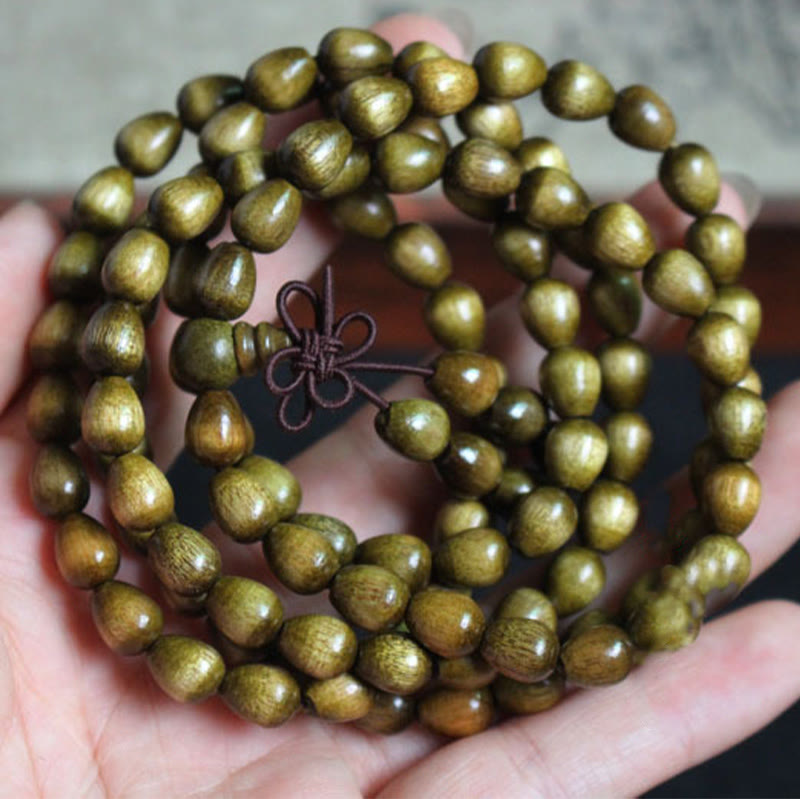 Teardrop Beads Phoebe Zhennan Wood 108-Bead Mala Bracelet — product view 4
