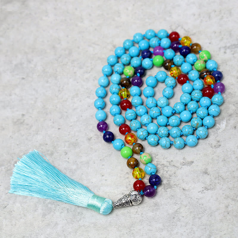Turquoise Beads Beads 108-Bead Mala Necklace — product view 2