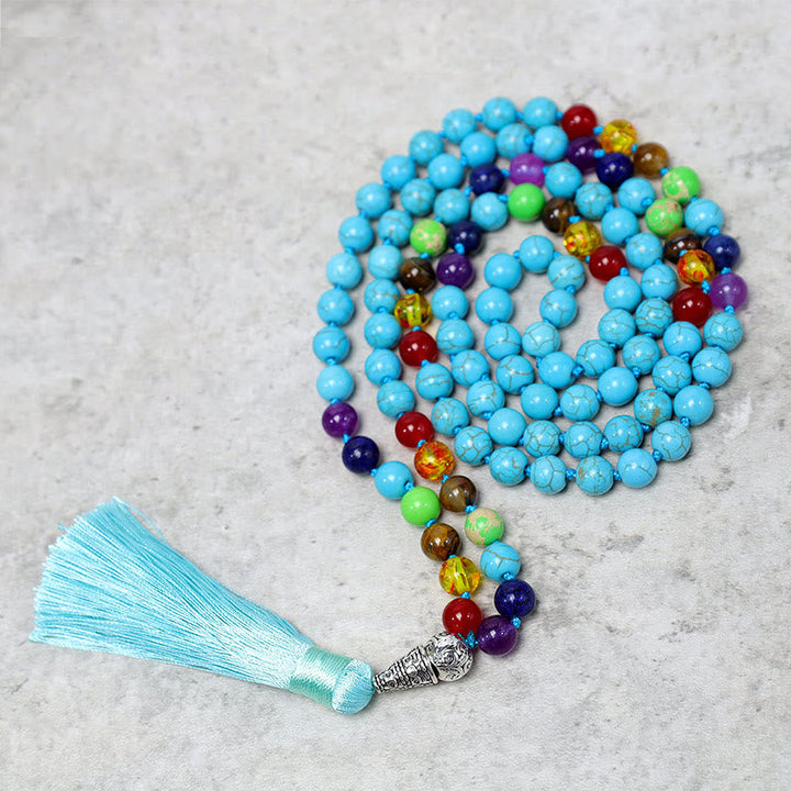 Turquoise Beads Beads 108-Bead Mala Necklace — product view 2