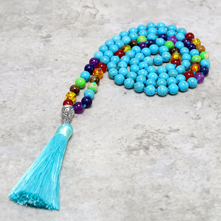 Turquoise Beads Beads 108-Bead Mala Necklace — product view 3