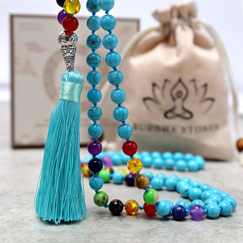 Turquoise Beads Beads 108-Bead Mala Necklace — product view 4
