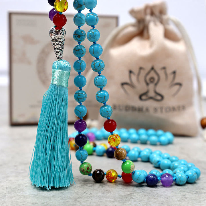 Turquoise Beads Beads 108-Bead Mala Necklace — product view 4