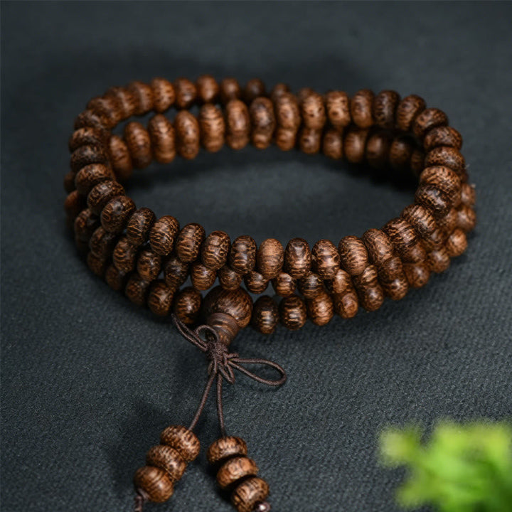 Textured Wood Beads 108-Bead Mala — product view 2