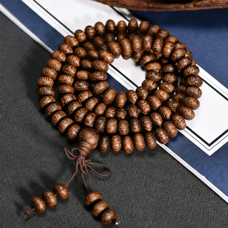 Textured Wood Beads 108-Bead Mala — product view 3