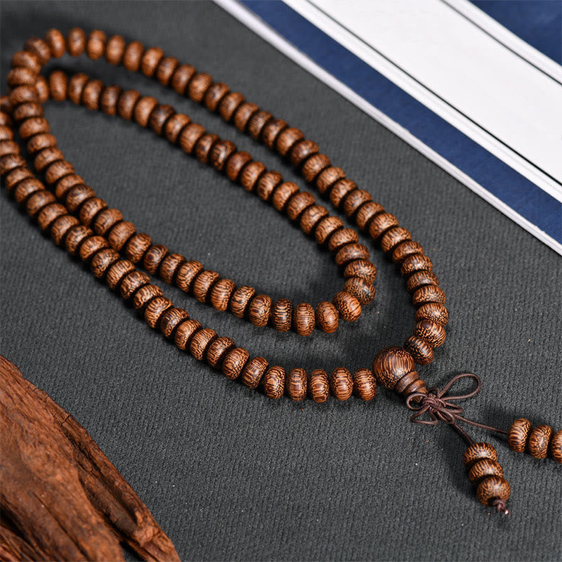 Textured Wood Beads 108-Bead Mala — product view 4