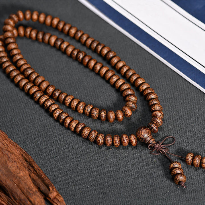 Textured Wood Beads 108-Bead Mala — product view 4