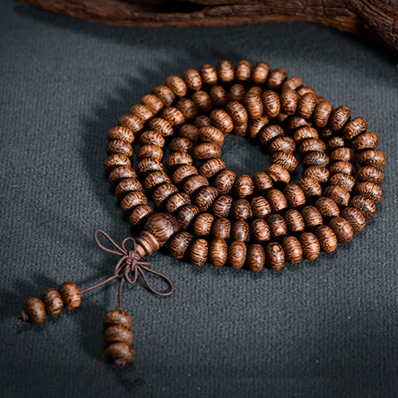 Textured Wood Beads 108-Bead Mala — product view 5