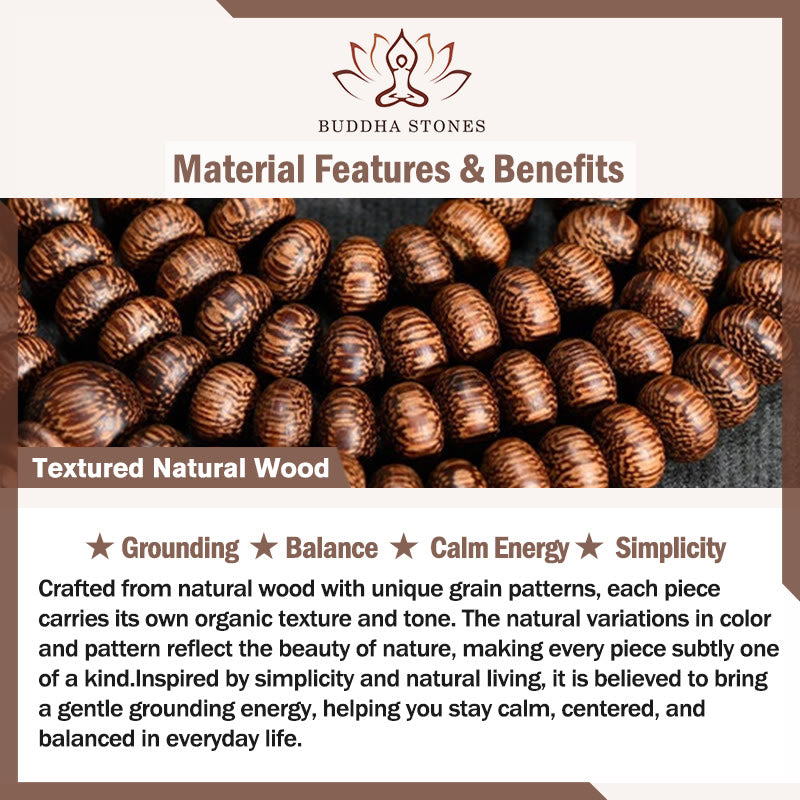 Textured Wood Beads 108-Bead Mala — product view 6