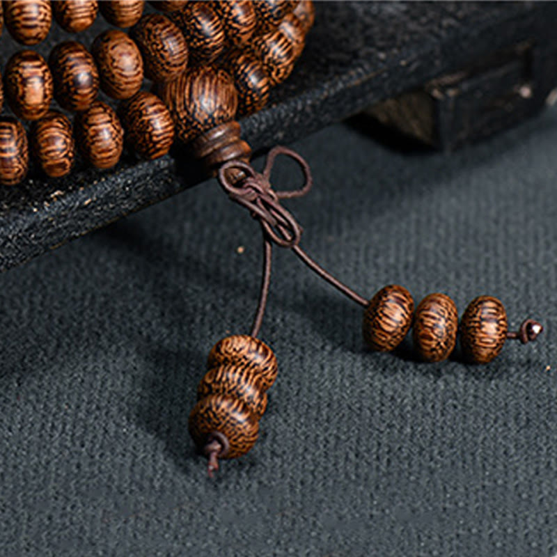 Textured Wood Beads 108-Bead Mala — product view 7