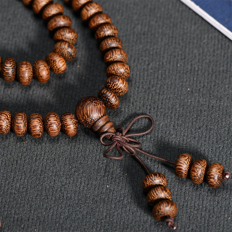 Textured Wood Beads 108-Bead Mala — product view 8