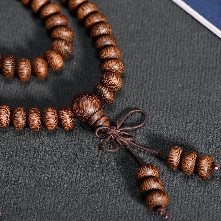 Textured Wood Beads 108-Bead Mala — product view 8
