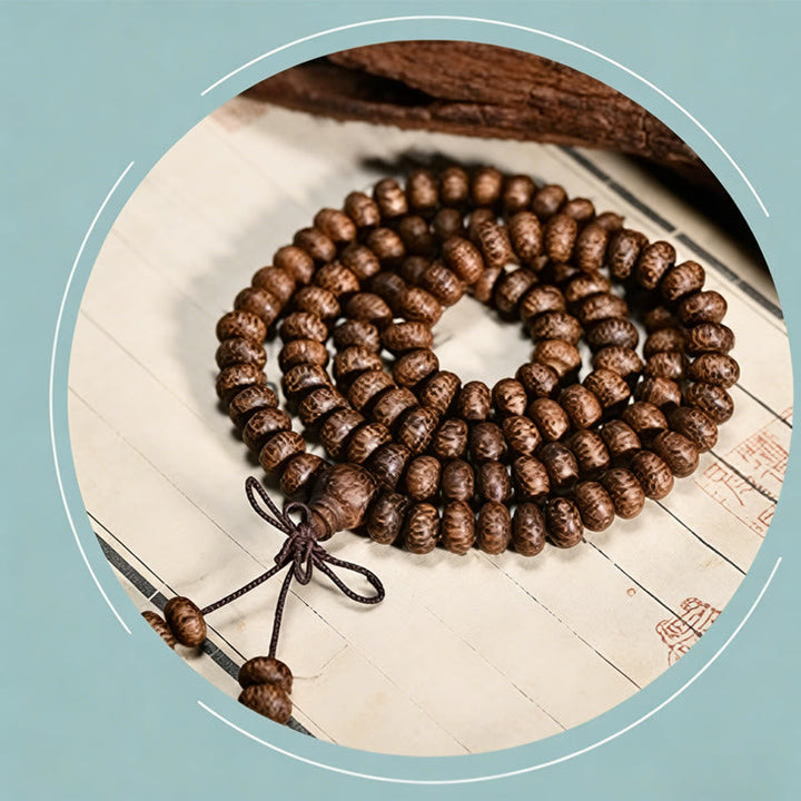 Textured Wood Beads 108-Bead Mala — product view 9