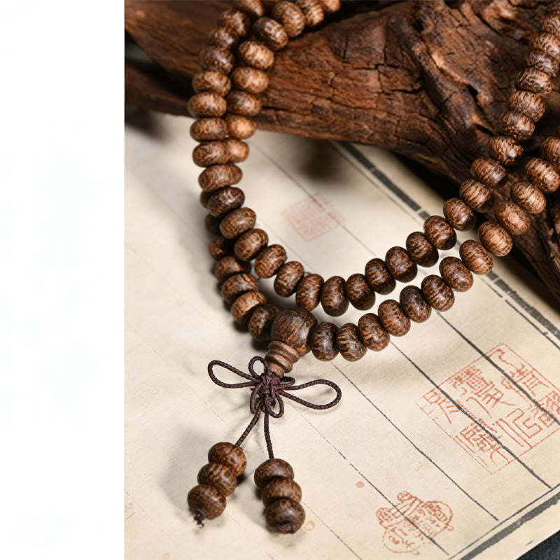 Textured Wood Beads 108-Bead Mala — product view 10