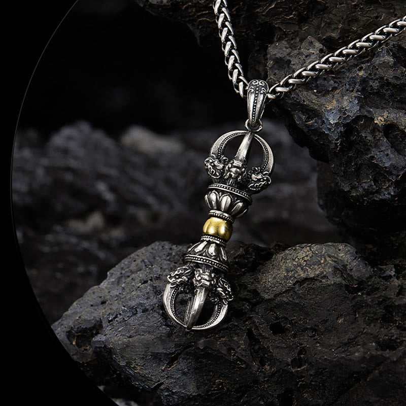 Buddha Stones Tibetan Dorje Vajra Design Wealth Necklace Pendant Necklaces & Pendants BS 1