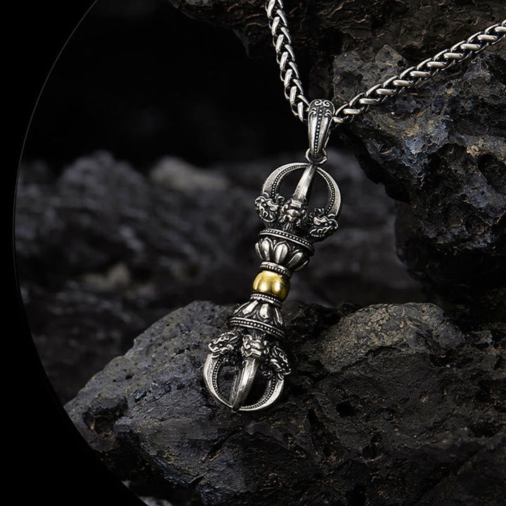 Buddha Stones Tibetan Dorje Vajra Design Wealth Necklace Pendant Necklaces & Pendants BS 1