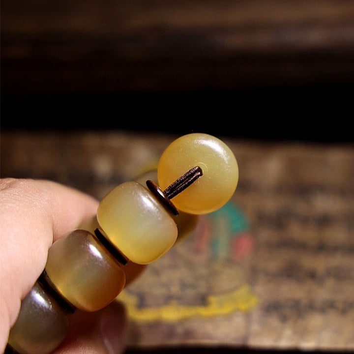 Tibetan sheep horn and silver mantra bracelet — view 9