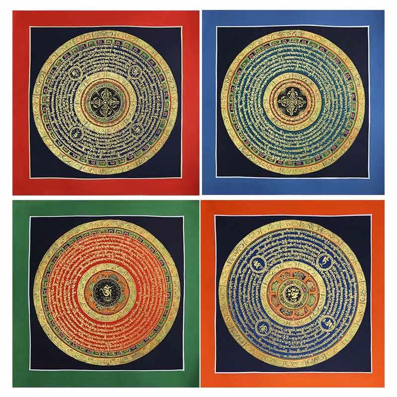 Buddha Stones Tibetan Handmade Thangka Painting Spiritual Blessing Blind Box Random Color Pattern Tibetan Thangka BS 21