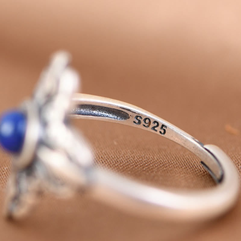 Minimal gemstone ring with natural blue lapis lazuli