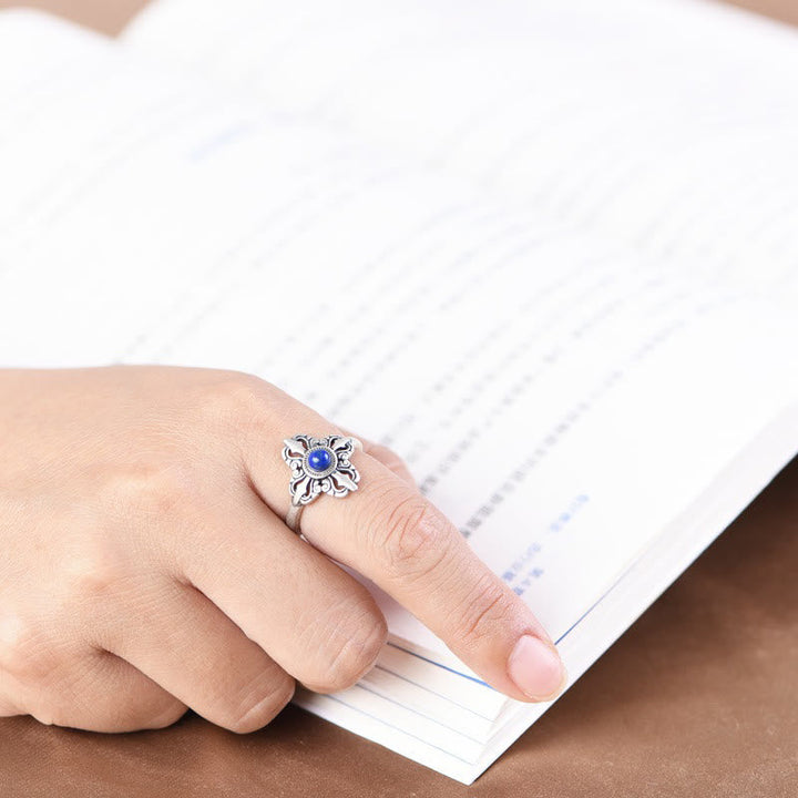 Sterling silver and lapis lazuli ring side profile