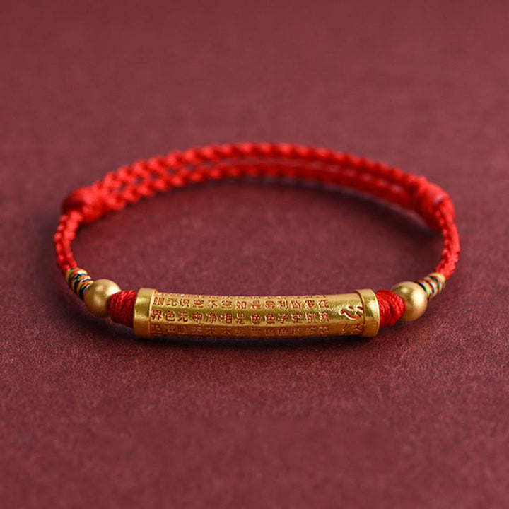 Handmade Alloy Heart Sutra Protection Strength Rope Bracelet Anklet