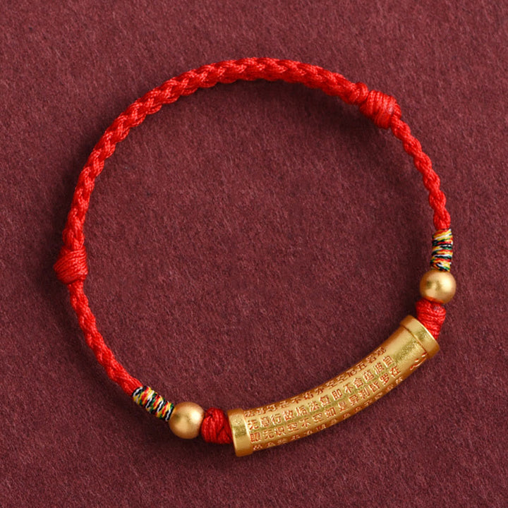 Handmade Alloy Heart Sutra Protection Strength Rope Bracelet Anklet
