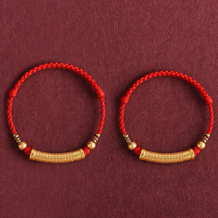 Handmade Alloy Heart Sutra Protection Strength Rope Bracelet Anklet