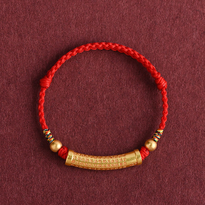 Handmade Alloy Heart Sutra Protection Strength Rope Bracelet Anklet