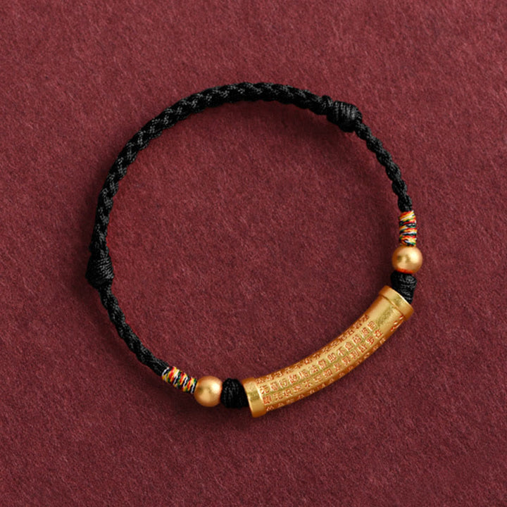 Handmade Alloy Heart Sutra Protection Strength Rope Bracelet Anklet
