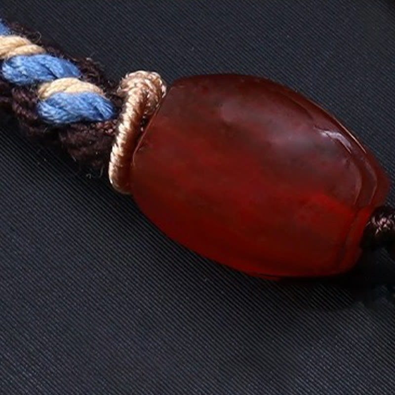 Tibetan nine-eye Dzi bead cord pendant — view 10