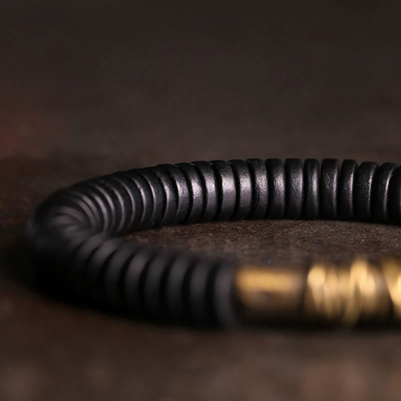 Tibetan ebony wood and copper bracelet — view 3
