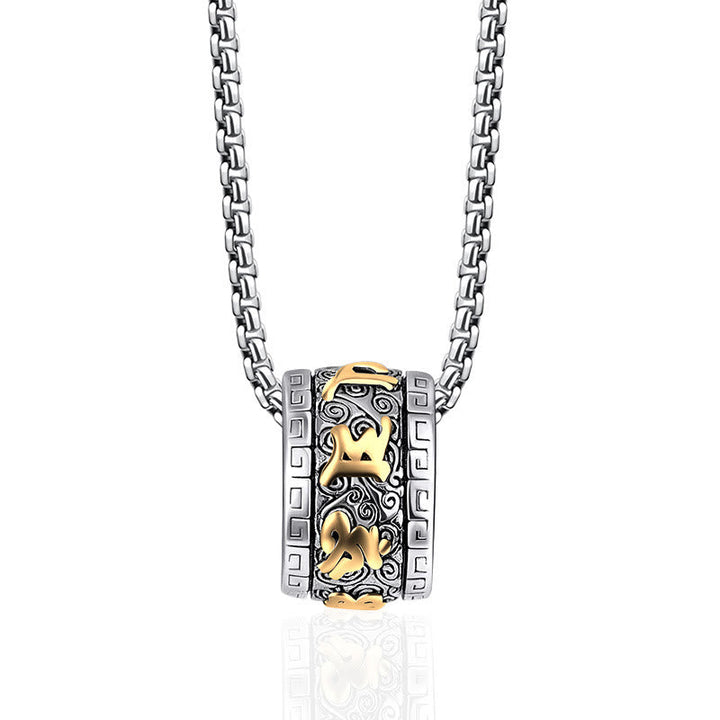 Tibetan titanium steel mantra pendant — view 1