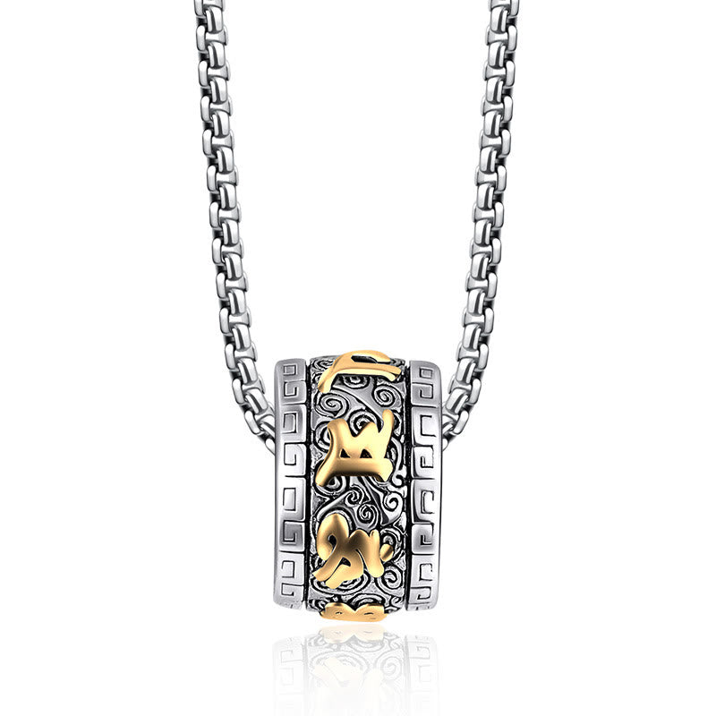 Tibetan titanium steel mantra pendant — view 6