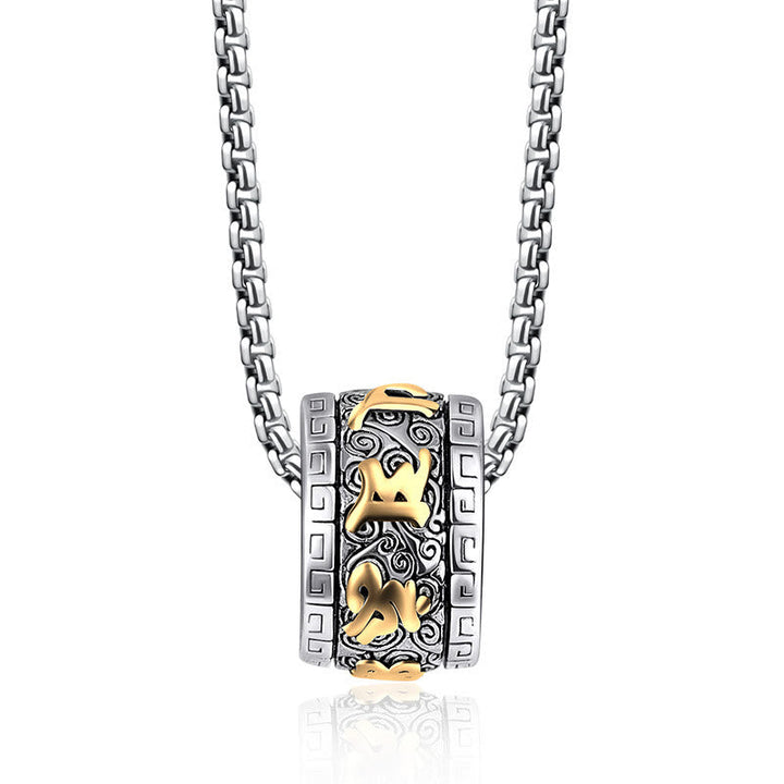 Tibetan titanium steel mantra pendant — view 6