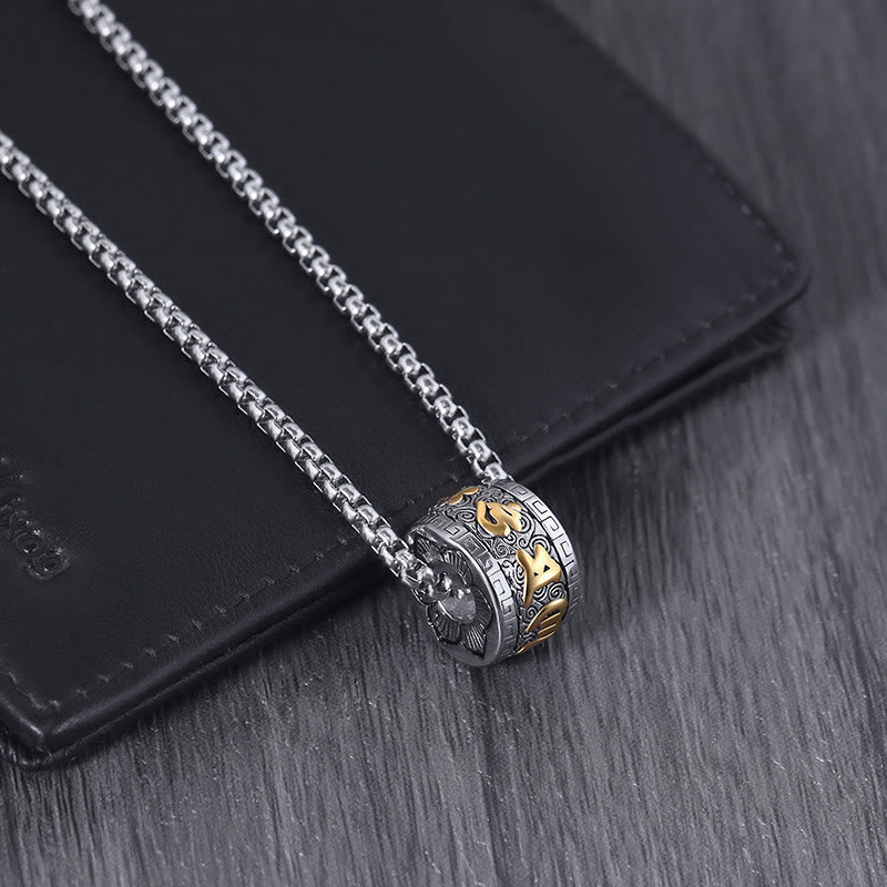 Tibetan titanium steel mantra pendant — view 3